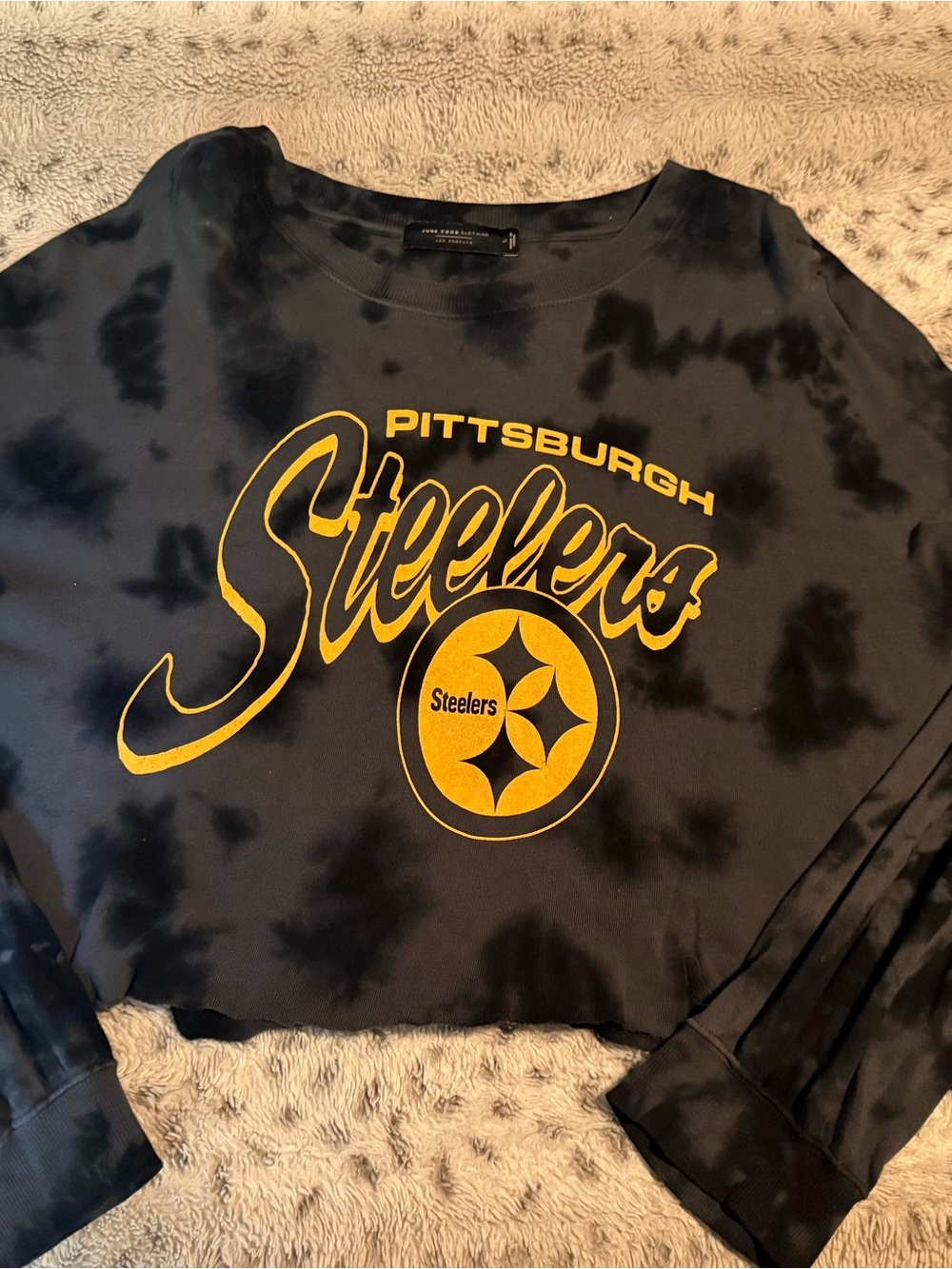 Pittsburgh Steelers Junk Food Tie-Dye Crop Sweatshirt